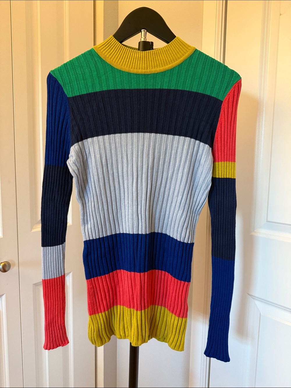 Colorblock Ribbed Turtleneck Sweater - Multicolor